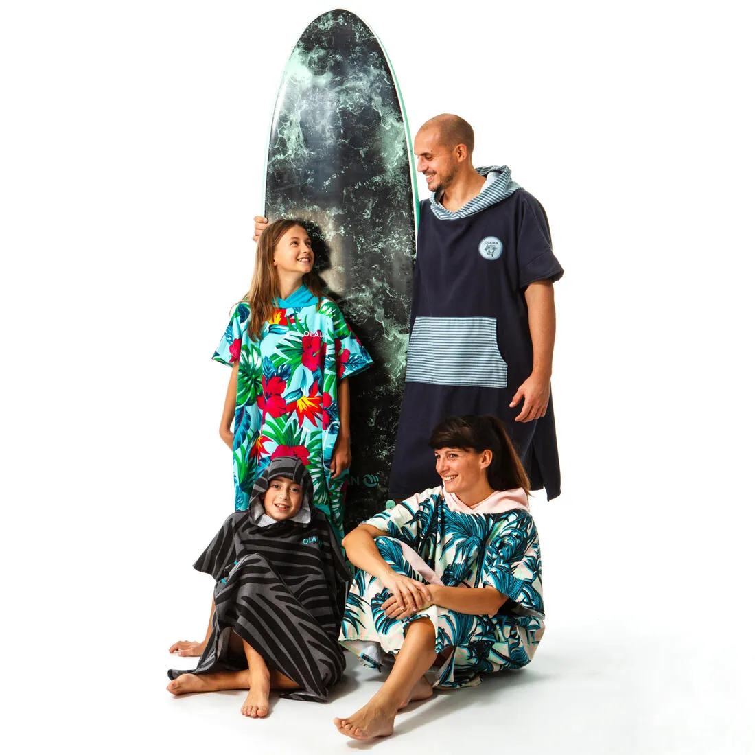 ADULT SURFING PONCHO 500 Fish Print