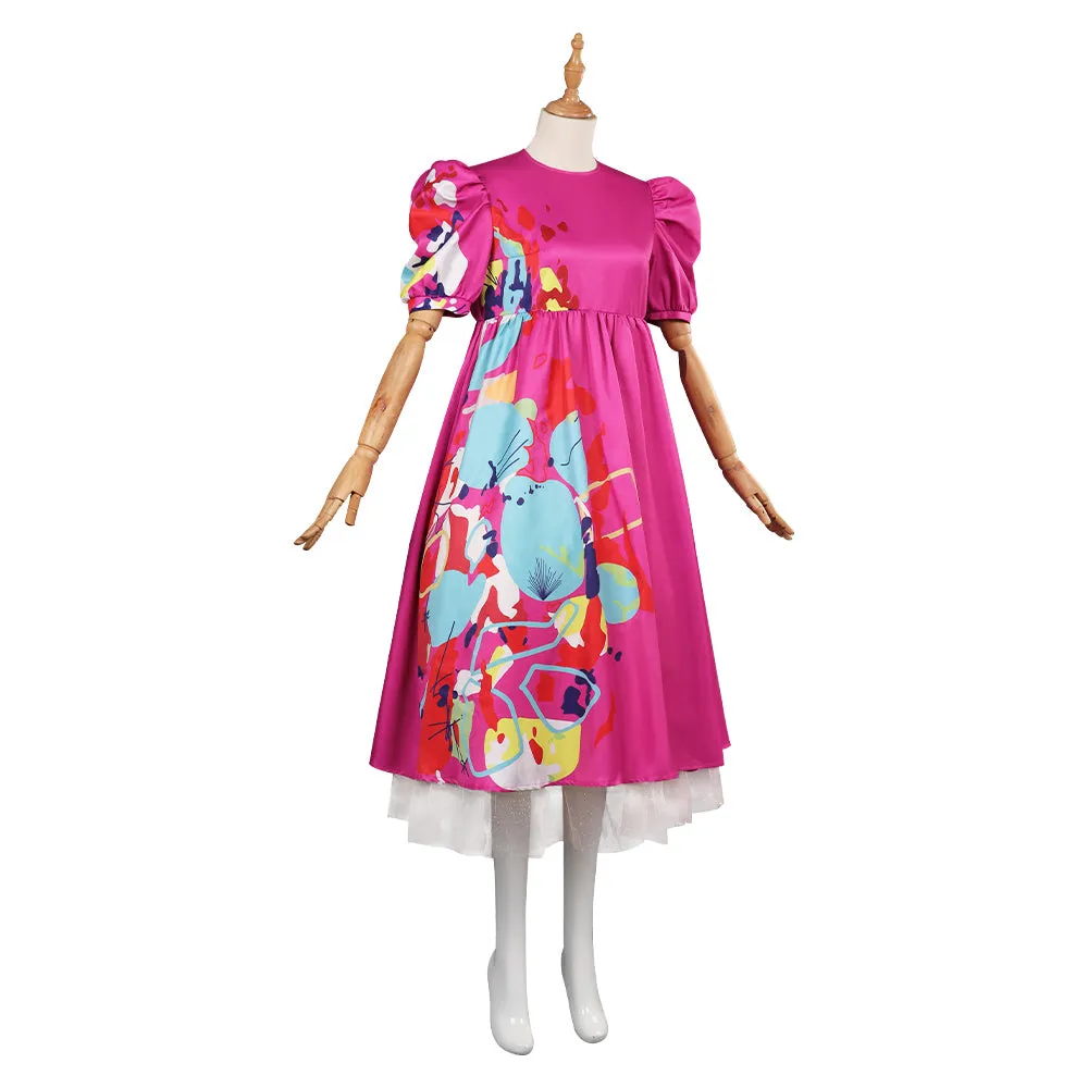 Barbie 2023 Kate McKinnon Weird Barbie Cosplay Costume Pink Dress Outfits Halloween Carnival Suit