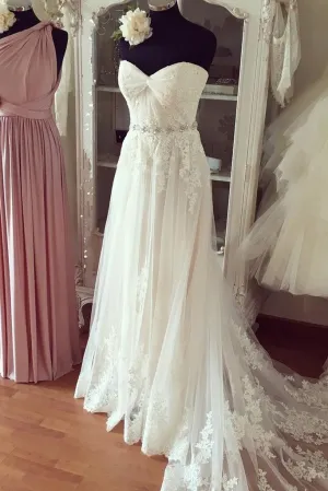 Princess Fairy White Lace Prom Dresses Beach Wedding Dress