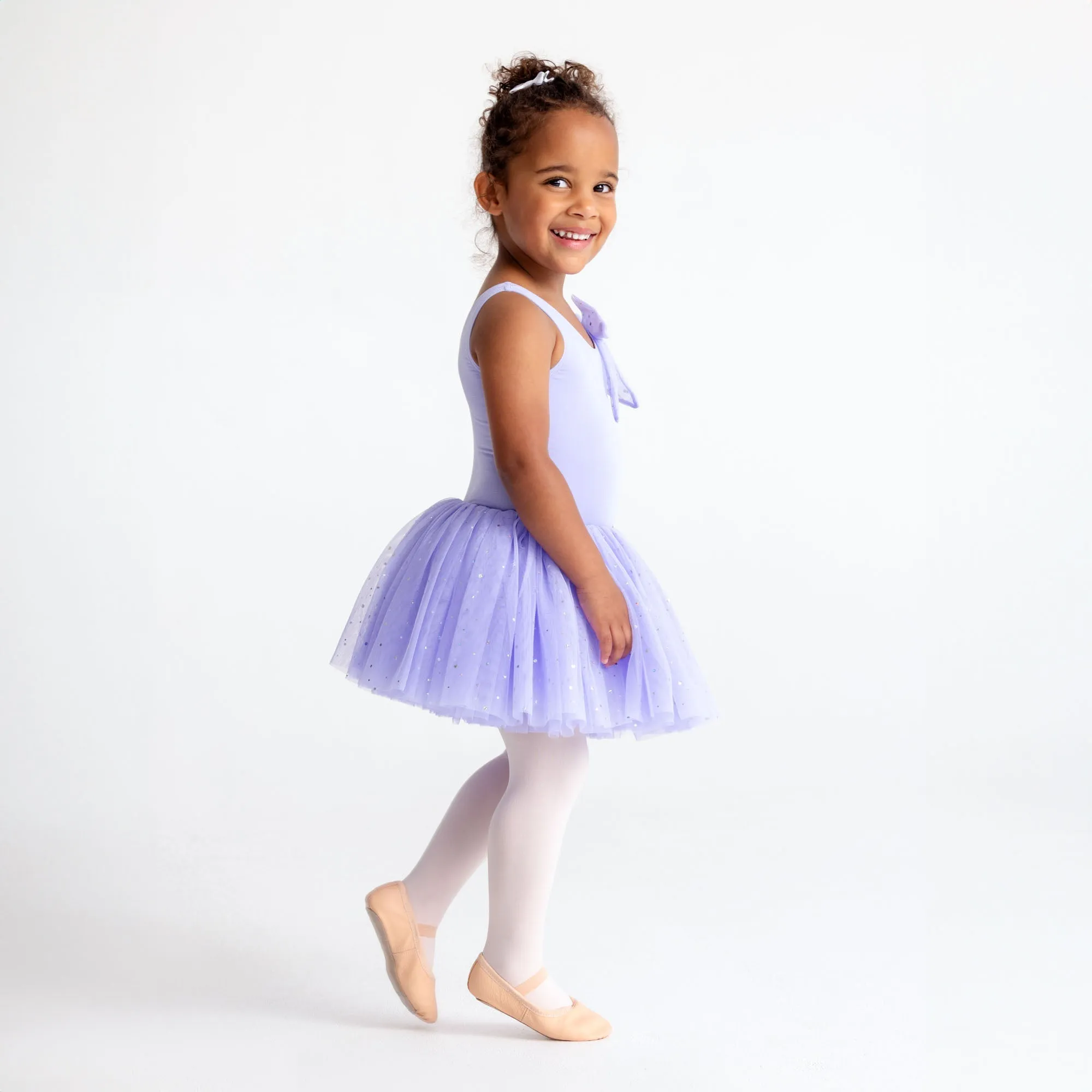 Tegan: Sequin Tulle Bow Tutu Dress in Lilac