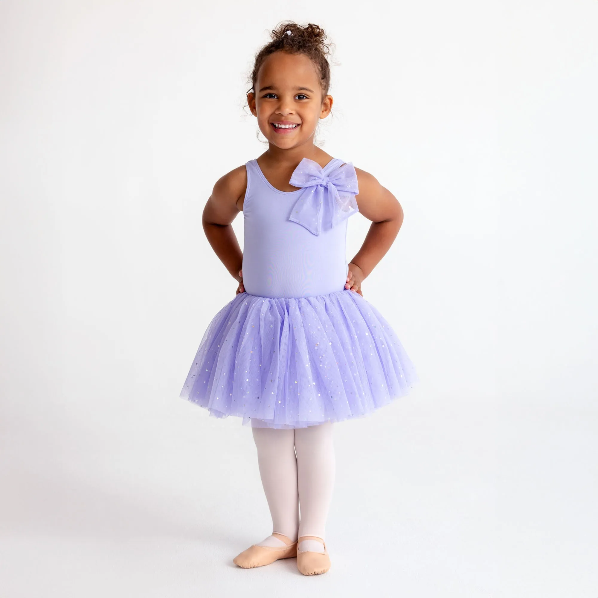 Tegan: Sequin Tulle Bow Tutu Dress in Lilac